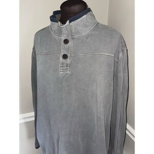 Carbon 2 Cobalt 9 Yards Henley Textured  Sweatshirt Pullover Mens 2XL Gray